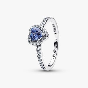 Sparkling Raised Blue Heart Ring 198421C05