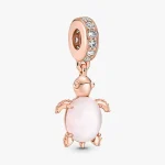 Murano Glass Pink Sea Turtle Dangle Charm 788939C01