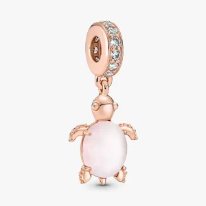 Murano Glass Pink Sea Turtle Dangle Charm 788939C01