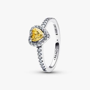 Sparkling Elevated Heart Ring Yellow 198421C06